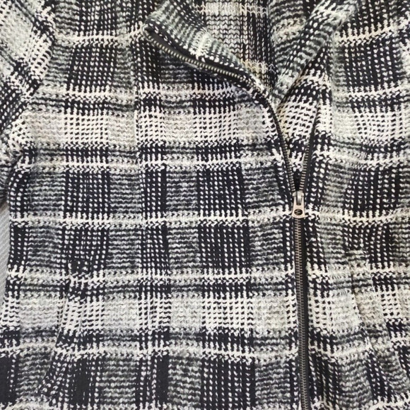 Lucky Brand Black Plaid Moto Knit Sweater Women's Size Medium Jacket Harper Y2K - Picture 14 of 16